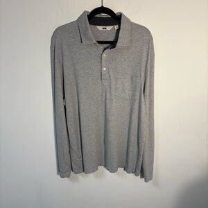 Joseph Abboud Men's Gray Polo Shirt Cotton Blend Long Sleeves XL